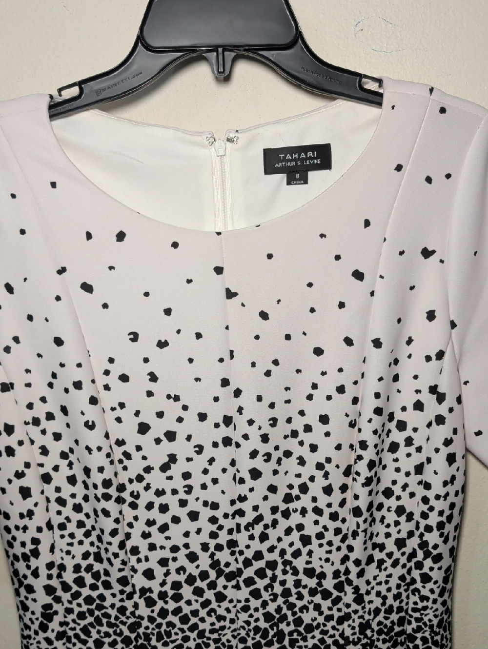 Tahari ASL Ombre Polka Dot A-Line Dress Black White Corpcore Women's Size 8 - Picture 3 of 5